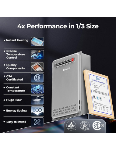 Calentador de Agua Sin Tanque FOGATTI 19.2 LPM Gas Natural