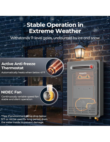 Calentador de Agua Sin Tanque FOGATTI 19.2 LPM Gas Natural