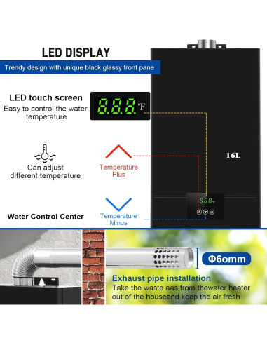 Calentador de Agua Sin Tanque Forimo 16L Gas Natural Digital