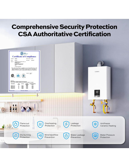 Calentador de Agua Sin Tanque a Gas Propano Orbek 100,000 BTU 4.3 GPM