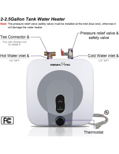 Calentador de Agua Eléctrico BISELONG 2.5 Galones 1500W 2