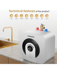 Calentador de Agua Eléctrico Daordaer 4 Galones 1500W 2