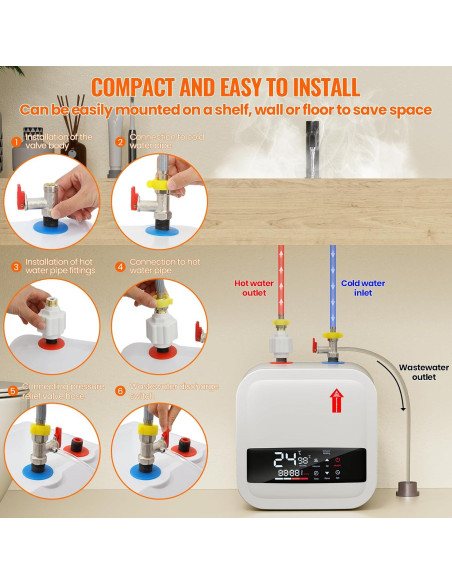 Calentador de Agua Eléctrico Forimo 1500W 4 Galones Digital