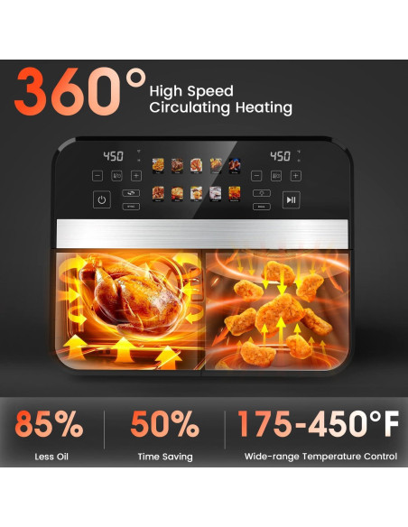 Freidora de Aire Doble Cesta Kaitol KAF03 10QT Digital 12 en 1