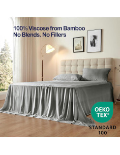 Sábana Plana Completa Tensoboo 100% Viscosa de Bambú Gris 2