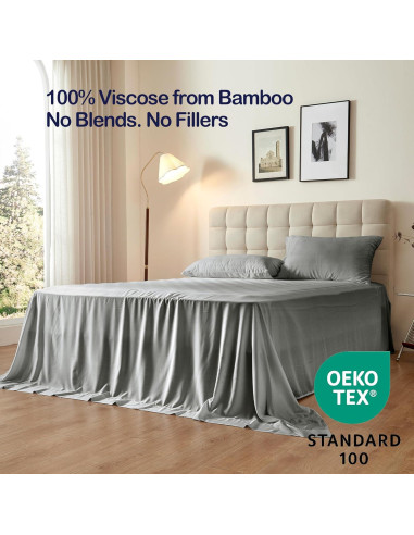 Sábana Plana Completa Tensoboo 100% Viscosa de Bambú Gris