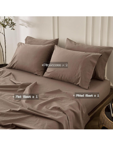Juego de Sábanas Queen BDEAR 100% Algodón Chocolate Claro 4P