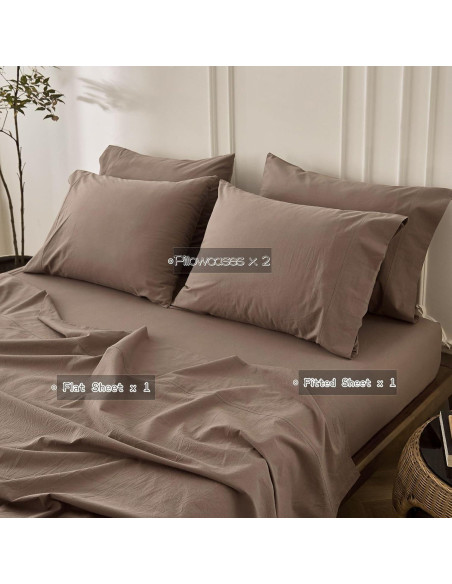 Juego de Sábanas Queen BDEAR 100% Algodón Chocolate Claro 4P
