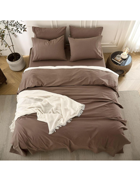 Juego de Sábanas Queen BDEAR 100% Algodón Chocolate Claro 4P