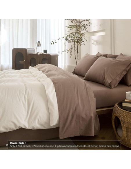 Juego de Sábanas Queen BDEAR 100% Algodón Chocolate Claro 4P