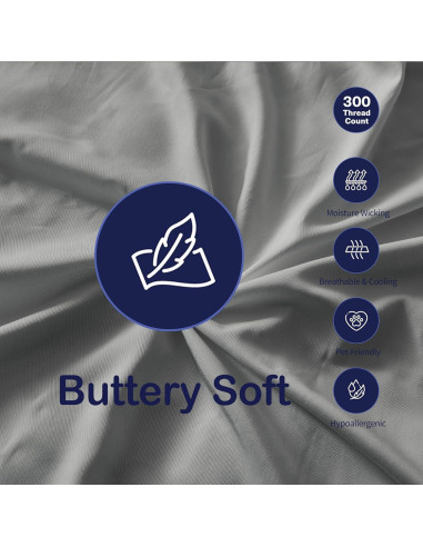 Sábana Plana Completa Tensoboo 100% Viscosa de Bambú Gris