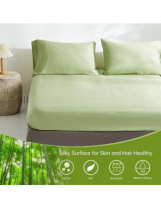 Sábana Ajustable Rey Simple&Opulence 100% Viscosa Bambú Verde Claro 2