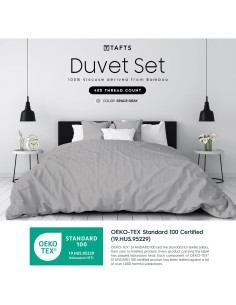 Funda de Edredón King Tafts 3 Piezas Viscosa Bambú Gris 2