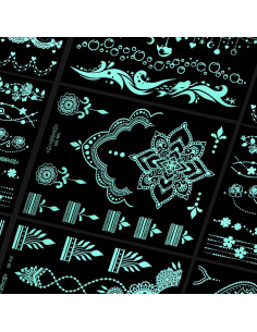 Kit 10 Hojas Tatuajes Temporales Brillantes InnoHHustle 2