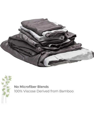 Juego de Sábanas Rey 6p Viscosa Bambú Wooflinen Gris Moderno