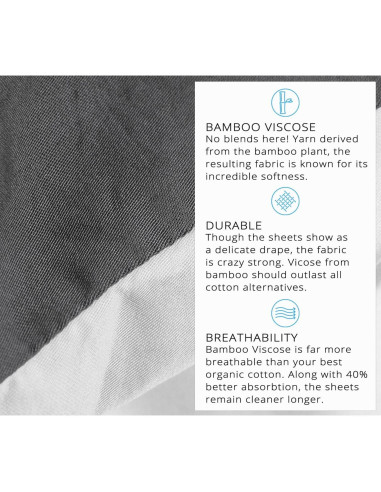 Juego de Sábanas Rey 6p Viscosa Bambú Wooflinen Gris Moderno
