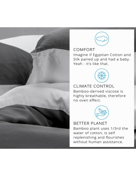 Juego de Sábanas Rey 6p Viscosa Bambú Wooflinen Gris Moderno