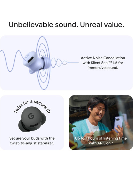 Auriculares Inalámbricos Google Pixel Buds 2a - Iris - Cancelación de Ruido