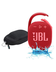 Altavoz Bluetooth JBL Clip 4 Impermeable Rojo con Funda Megen