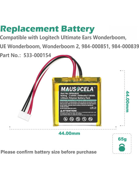 Batería de Reemplazo 2100mAh Mausocela para Ultimate Ears