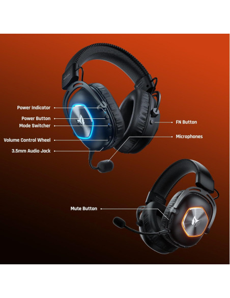 Auriculares Gaming Inalámbricos BIGBIG WON HALO PRO 35H