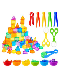 Juego de 76 Piezas Geométricos Coloridos Bbiamsleep para Habilidades Motoras