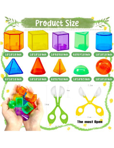 Juego de 76 Piezas Geométricos Coloridos Bbiamsleep para Habilidades Motoras 2