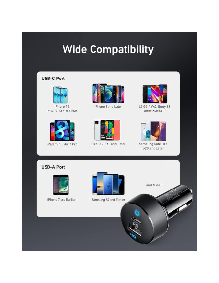 Cargador de Coche USB-C Anker A2720 32W 2 Puertos