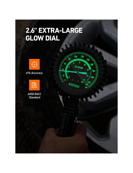 Inflador de Neumáticos AstroAI 2025 con Manómetro 230 PSI