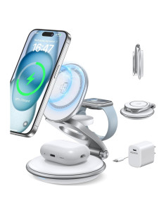 Cargador Inalámbrico 3 en 1 Iseyyox para iPhone, Apple Watch y AirPods