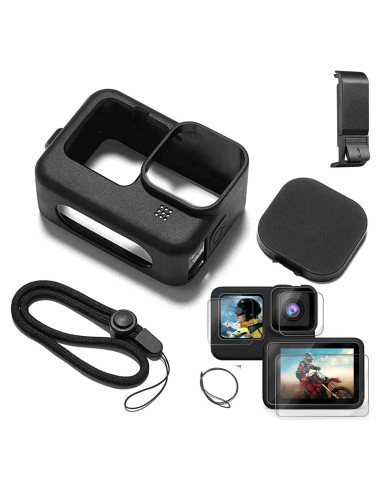 Kit de Accesorios Funda Silicona GoPro Hero 9/10/11/12 Negra