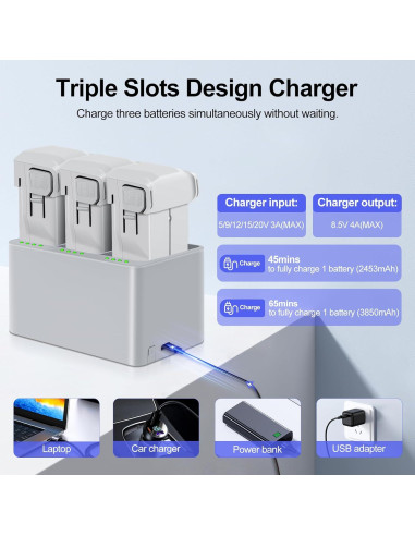 2 Baterías de Vuelo Inteligente 3850mAh + Cargador DJI Mini 3/4 Pro