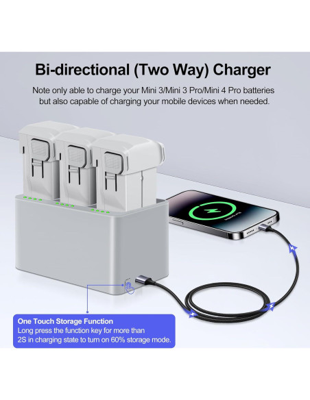 2 Baterías de Vuelo Inteligente 3850mAh + Cargador DJI Mini 3/4 Pro