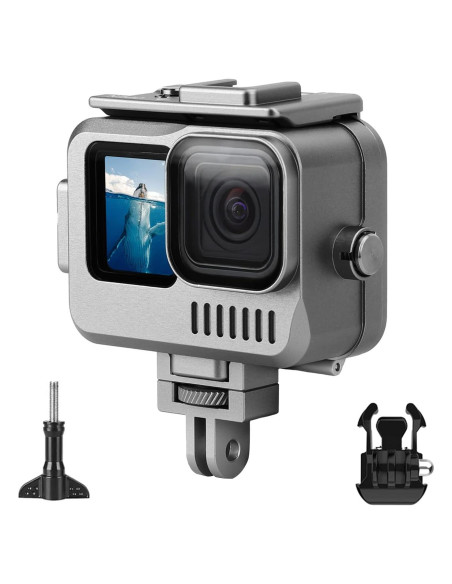 Funda Impermeable Aluminio GoPro Hero 12/11/10/9 40M Negra