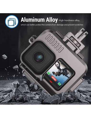 Funda Impermeable Aluminio GoPro Hero 12/11/10/9 40M Negra