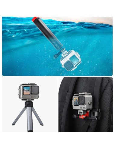 Funda Impermeable Aluminio GoPro Hero 12/11/10/9 40M Negra
