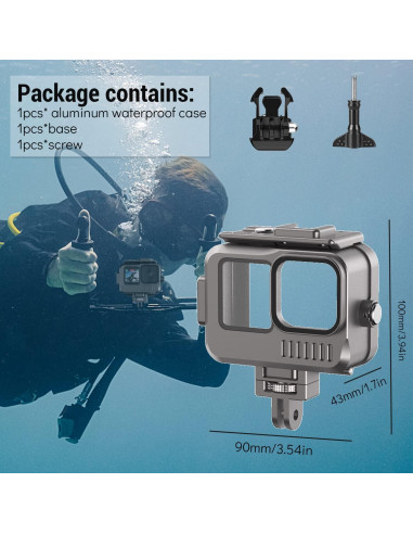 Funda Impermeable Aluminio GoPro Hero 12/11/10/9 40M Negra