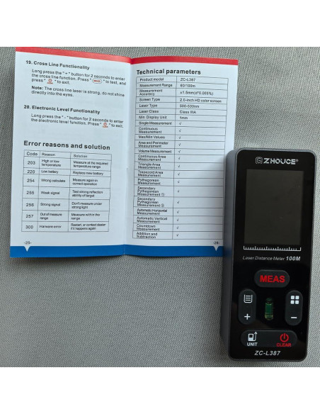 Medidor de Distancia Láser Digital ZHOUCE 60m Rango 100m