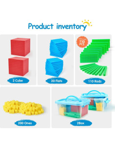 Conjunto de bloques base 10 TH 334 PCS para aprender matemáticas 2