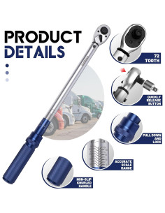 Llave de Torque UYECOVE 1/2" 10-160FT.LB 13.6-217N.M con Bandeja 2