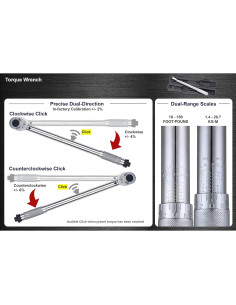 Llave de Torque de Clic Doble Dirección 1/2" 10-150 lb-pie 2