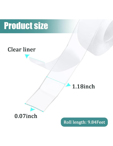 2 Rollos de Cinta Nano Doble Cara Ykimok 3m Transparente