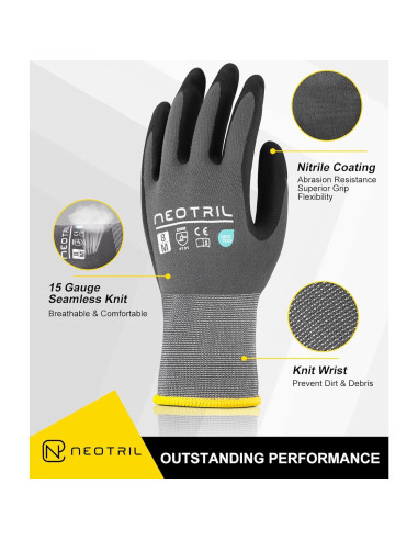 Guantes de Trabajo NEOTRIL Nitrilo MicroFoam 6 Pares Táctiles