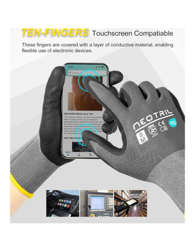 Guantes de Trabajo NEOTRIL Nitrilo MicroFoam 6 Pares Táctiles