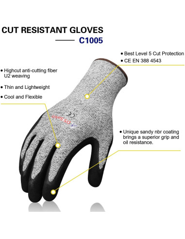 Guantes Resistentes a Cortes Nivel 5 DS Safety - 12 Pares Medianos