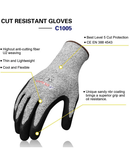 Guantes Resistentes a Cortes Nivel 5 DS Safety - 12 Pares Medianos