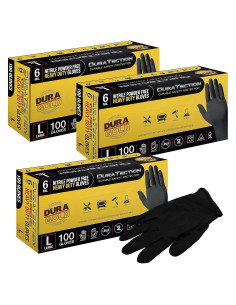 Guantes Desechables de Nitrilo Negro Dura-Gold 6 Mil - Mediano