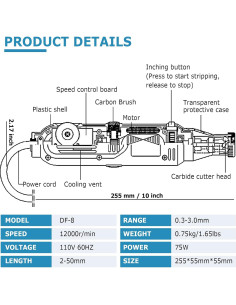 Pelacables de Mano MXBAOHENG 75W 110V Raspador de Pintura 2