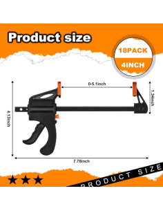 Abrazaderas de Barra 18 Pcs 10.16 cm Lasnten para Carpintería 2