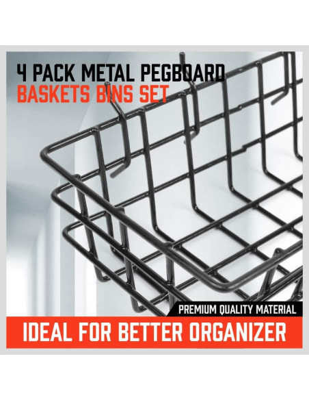 Cestas para Tablero de Clavos HORUSDY - Paquete de 4 Tamaños